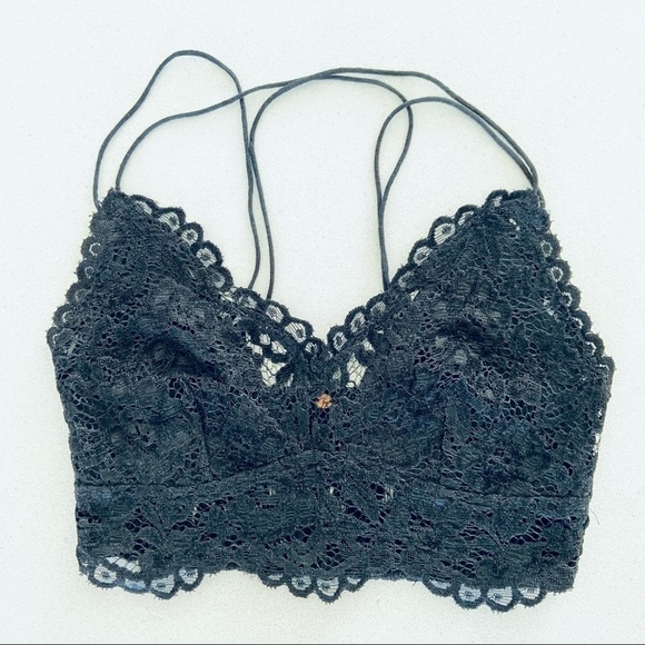 NWOT Free People Celine Black Velvet Lace Bralette Size Small - Picture 5 of 6
